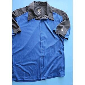 Mountain Hardwear Mens LG Blue Gray Short Sleeve Button Up Outdoor Shirt